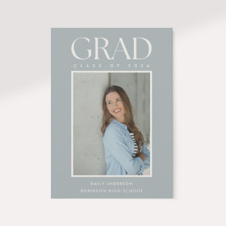 Faire-part Modern Classic Sage Graduation Photo Announcement