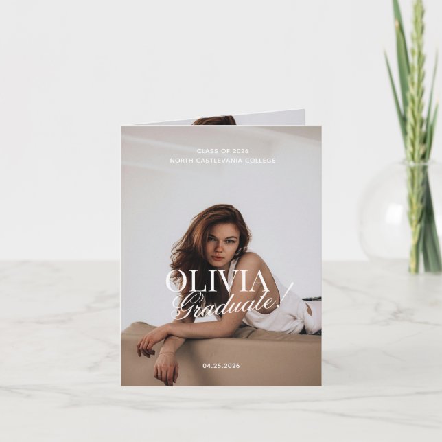 Faire-part Modern Elegant Photo Typography Script Grad Folded (Devant)