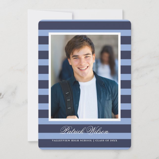 Faire-part Modern Grad graduation announcement card_Navy (Devant)