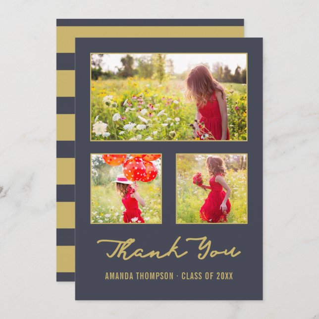 Faire-part Modern Graduate photo collage merci Annonce (Devant / Derrière)