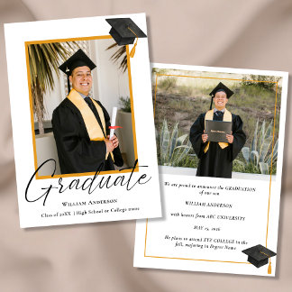 Faire-part Modern Handwritten Script 2 Photo Graduation