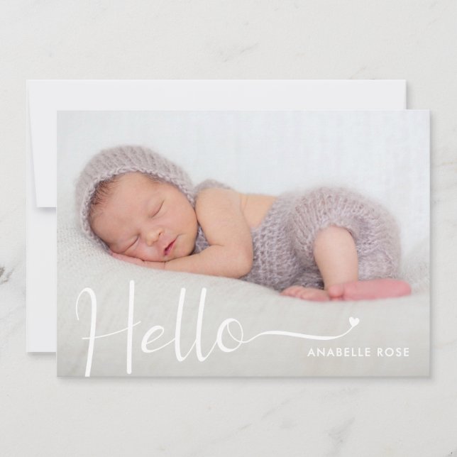 Faire-part Modern Hello Baby Photo Birth Announcement (Devant)