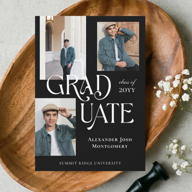 Faire-part Modern Minimal Trendy Grad Photo Collage Graduate (Modern Minimal Trendy Grad Photo Collage Graduate Announcement)