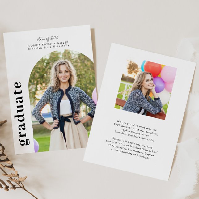 Faire-part Modern Minimalist Arch 2 Photo Graduate Graduation (Créateur téléchargé)