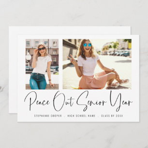 Faire-part Modern Peace Out 2 Photos Script Graduation