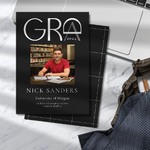 Faire-part Modern Photo Graduation College Noir