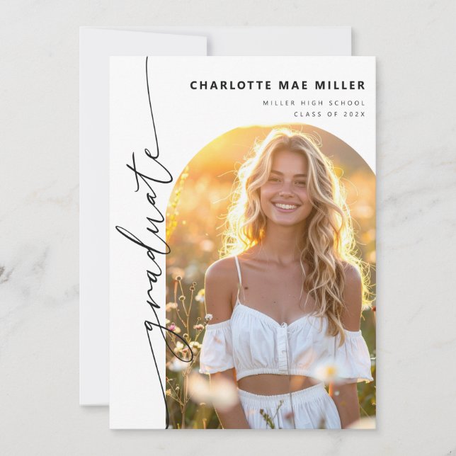 Faire-part Modern Script Photo Arch Graduation Announcement (Devant)