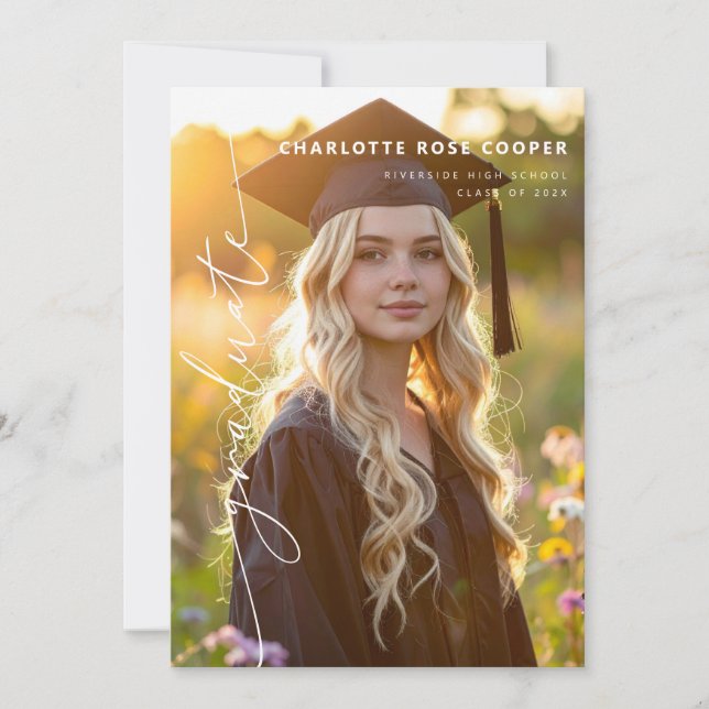 Faire-part Modern Script Photo Graduation Announcement (Devant)