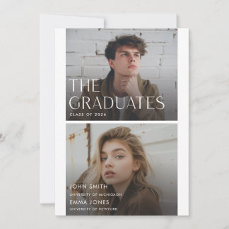 Faire-part Modern Two Graduates Double Graduation