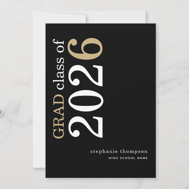 Faire-part Modern Typography Black 2026 Graduation  (Devant)