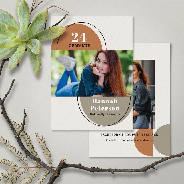 Faire-part Moderne 2 Photo Université Citrouille Taupe (Créateur téléchargé)