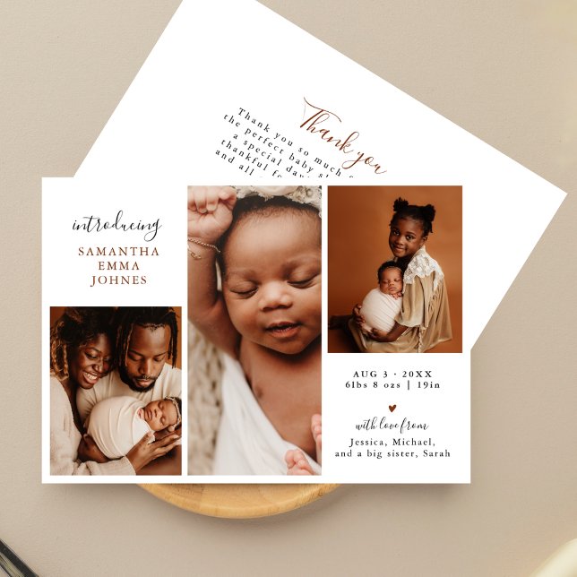 Faire-part Moderne 3 Merci photo Naissance du nouveau bébé (Créateur téléchargé)