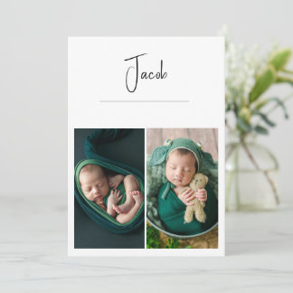 Faire-part Moderne 3 Photo Naissance simple bébé