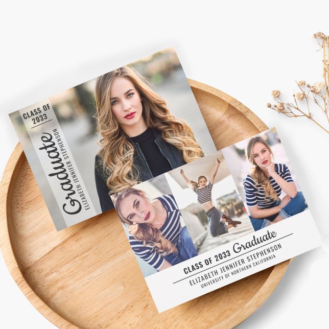 Faire-part Moderne 4 photo collage de graduation superpositio (Créateur téléchargé)