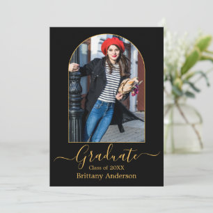 Faire-part Moderne Arch Gold Calligraphie Photo Graduation
