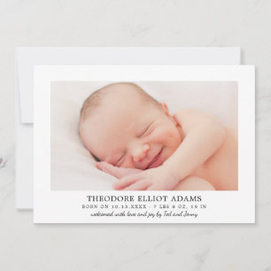 Faire-part Moderne Blush Neutral Stripes Baby Boy Photo Naiss