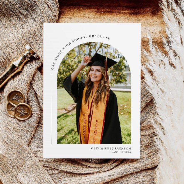 Faire-part Moderne Boho Arch Photo Graduation (Créateur téléchargé)