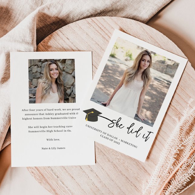 Faire-part Moderne brossé Casquette photo gradué (Créateur téléchargé)