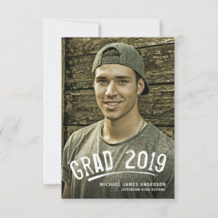 Faire-part Moderne brosse Graduation Grunge Photo Party Invit