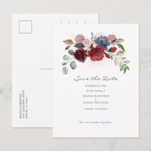 Faire-part moderne burgundy floral rustique Save T