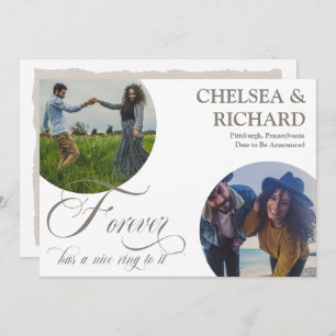 Faire-part Moderne Classique Unique Deux Fiançailles Photo