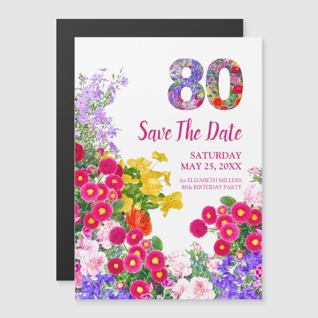 Faire-part moderne de date anniversaire 80 ans ave (Devant / Derrière)