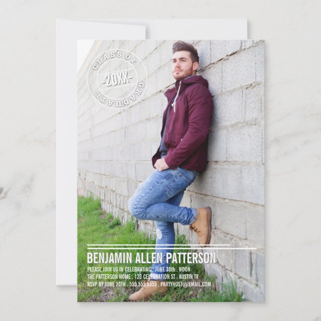 Faire-part moderne de fête de remise des diplômes (Devant)