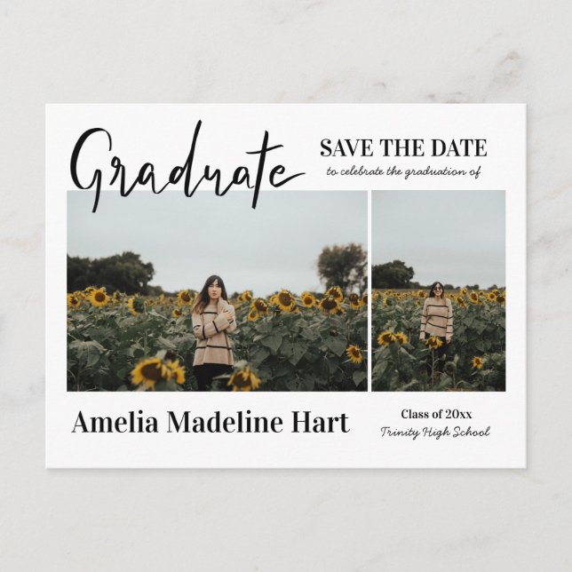Faire-part moderne de garde de date multi photo de (Devant)