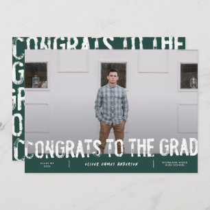 Faire-part moderne de graduation photo verte grung