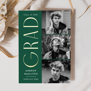 Faire-part moderne de graduation verte et or