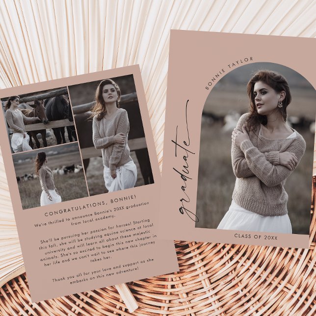 Faire-part Moderne Déclaration de Diplôme de Salmon Boho Arch (Créateur téléchargé)