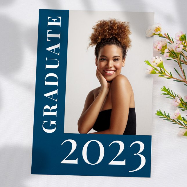 Faire-part Moderne Design Simple Photo Lycée Graduation (Modern Stylish Simple Photo High School Graduation Announcement)