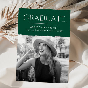 Faire-part Moderne Edge Green Photo Graduation