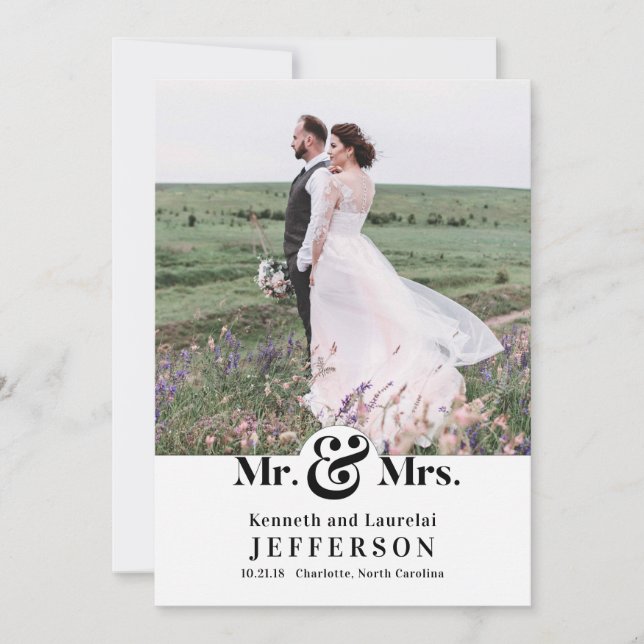 Faire-part Moderne Elegant Ampersand M. et Mme Mariage (Devant)