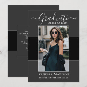 Faire-part Moderne Elégant Black Grey 1 Diplôme photo
