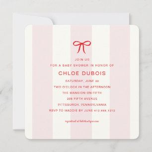 Faire-Part Moderne Élégant de Baby Shower avec Nœu
