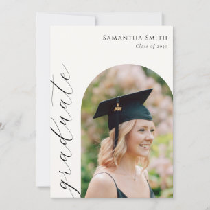 Faire-part Moderne Élégant Script Arch Photo Graduation