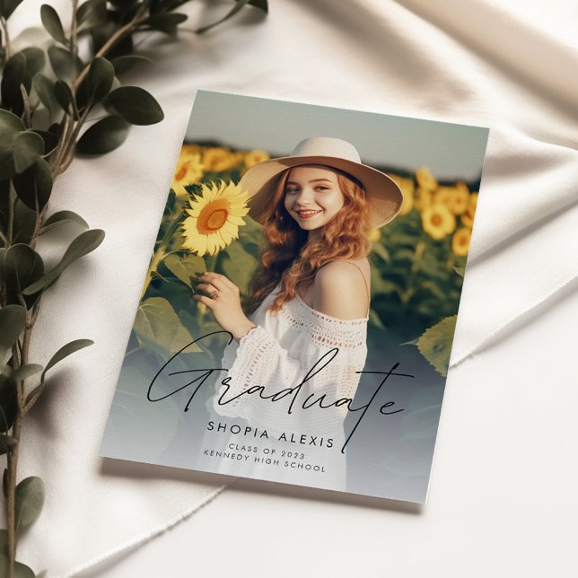 Faire-part Moderne Élégant Script superposition 2 Photo Gradu (Créateur téléchargé)