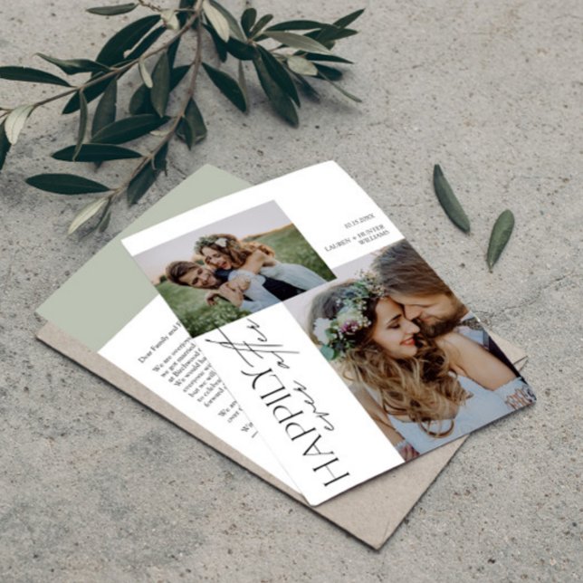 Faire-part Moderne et heureux jamais après Mariage photo (Easily personalize this wedding announcement with your photos and deets)