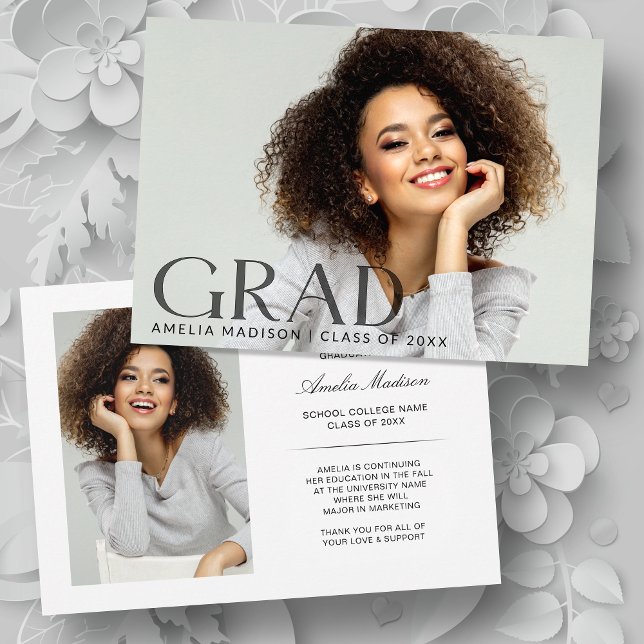 Faire-part Moderne Gras foncé Texte transparent Grad 2 Photo (Créateur téléchargé)