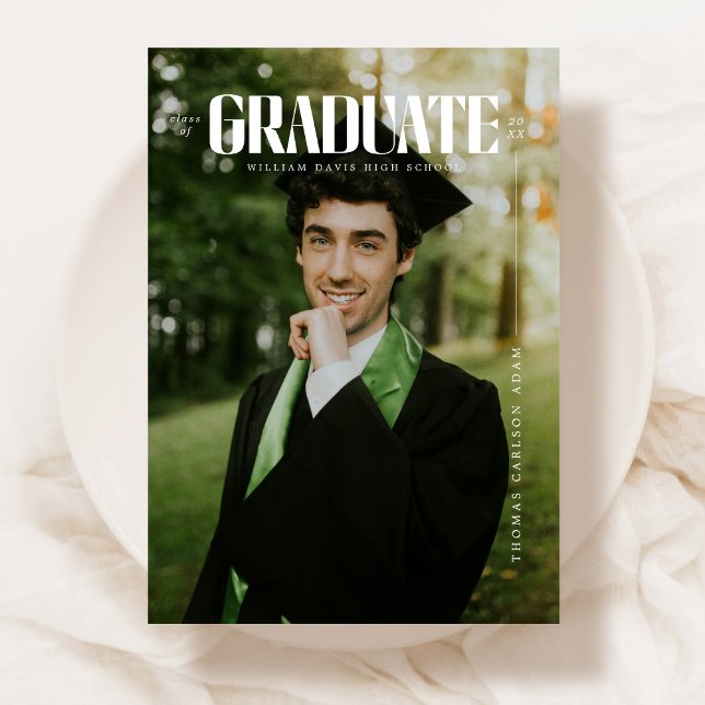 Faire-part Moderne Gras Typographie Graduation (Créateur téléchargé)