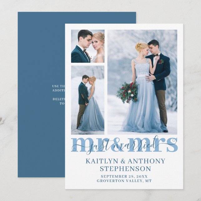 Faire-part Moderne Marié, Monsieur Mme Mariage Couleur Person (Devant / Derrière)