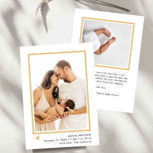 Faire-part Moderne minima 2 Baby shower photo Merci naissance