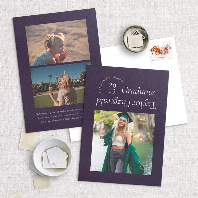 Faire-part moderne minimal à la mode photo Grad (Créateur téléchargé)