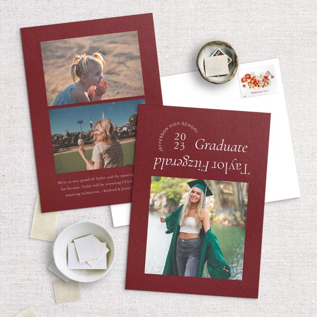 Faire-part moderne minimal à la mode photo Grad (Créateur téléchargé)