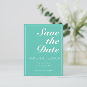 Faire-Part Moderne Minimaliste Aqua et Blanc Save