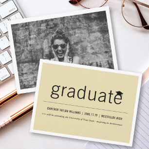 Faire-part Moderne minimaliste Simple Graduate Graduate Photo