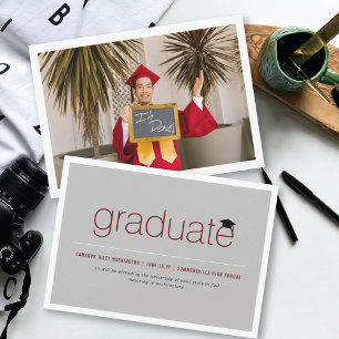 Faire-part Moderne minimaliste Simple Graduate Photo Graduate