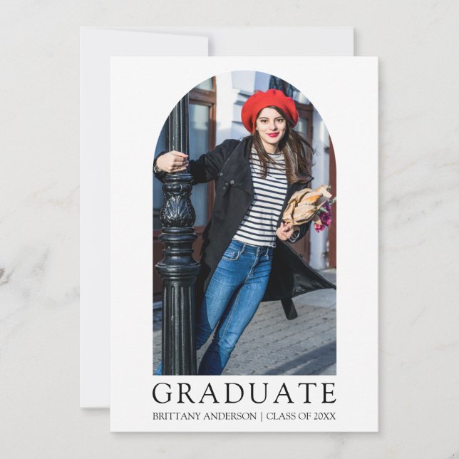 Faire-part Moderne minimaliste Simple Photo Arch Graduation (Devant)