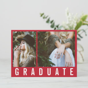 Faire-part Moderne minimum 3 graduation photo simple gras rou